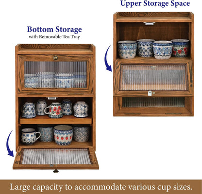 Ikee Design Wood 2-Tier Cabinet with Airflow Drying Tray