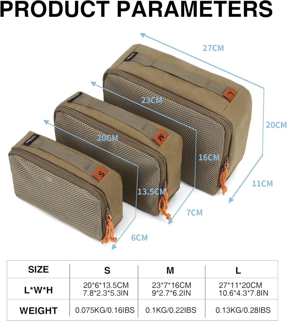 Mardingtop Packing Cubes for Travel, 3 Pack Cordura Tactical Luggage Organizer Bags Set for Outdoor Camping,Backpacking,Hiking