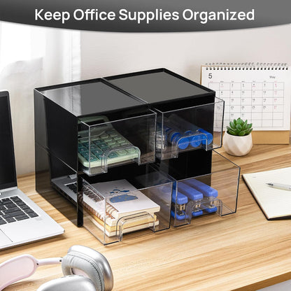 Vtopmart Black Small Stackable Storage Drawers for Cologne Organizer