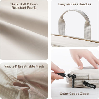 EPICKA TripCozy Compression Packing Cubes, 4 Set, Beige