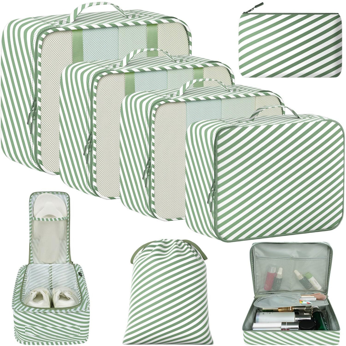 BAGAIL 8 Set Packing Cubes Luggage Packing Organizers for Travel Accessories-Jet Black