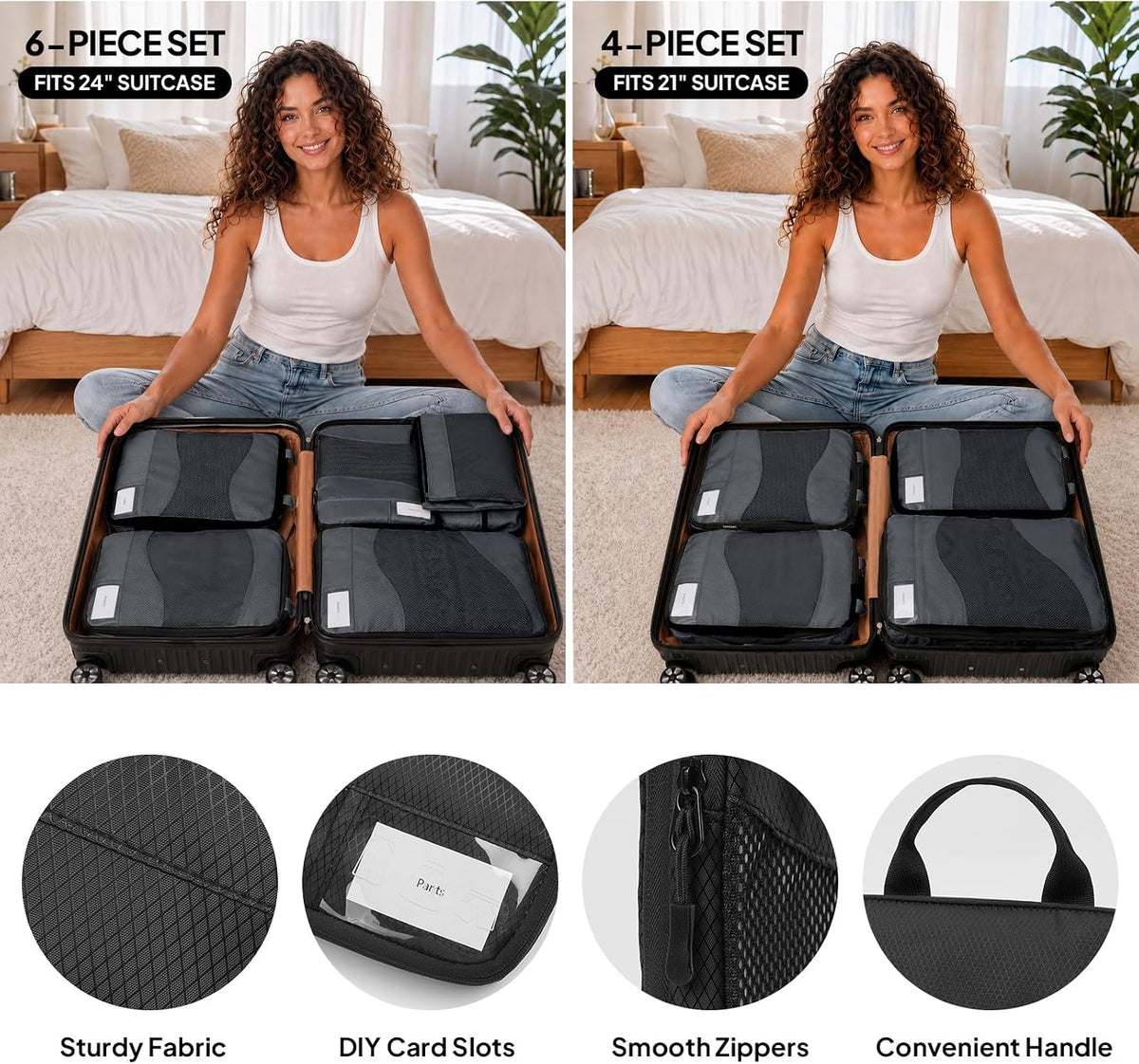 TOPEAST Compression Packing Cubes 4 Set Suitcase Organizer Bags for Travel
