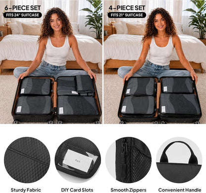 TOPEAST Compression Packing Cubes 4 Set Suitcase Organizer Bags for Travel