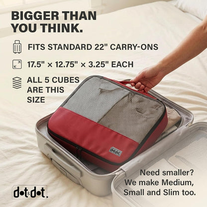 Large Packing Cubes for Travel - 5pc Packing Cubes for Suitcases - Lightweight Luggage Organizer Bags (Non-Compression)
