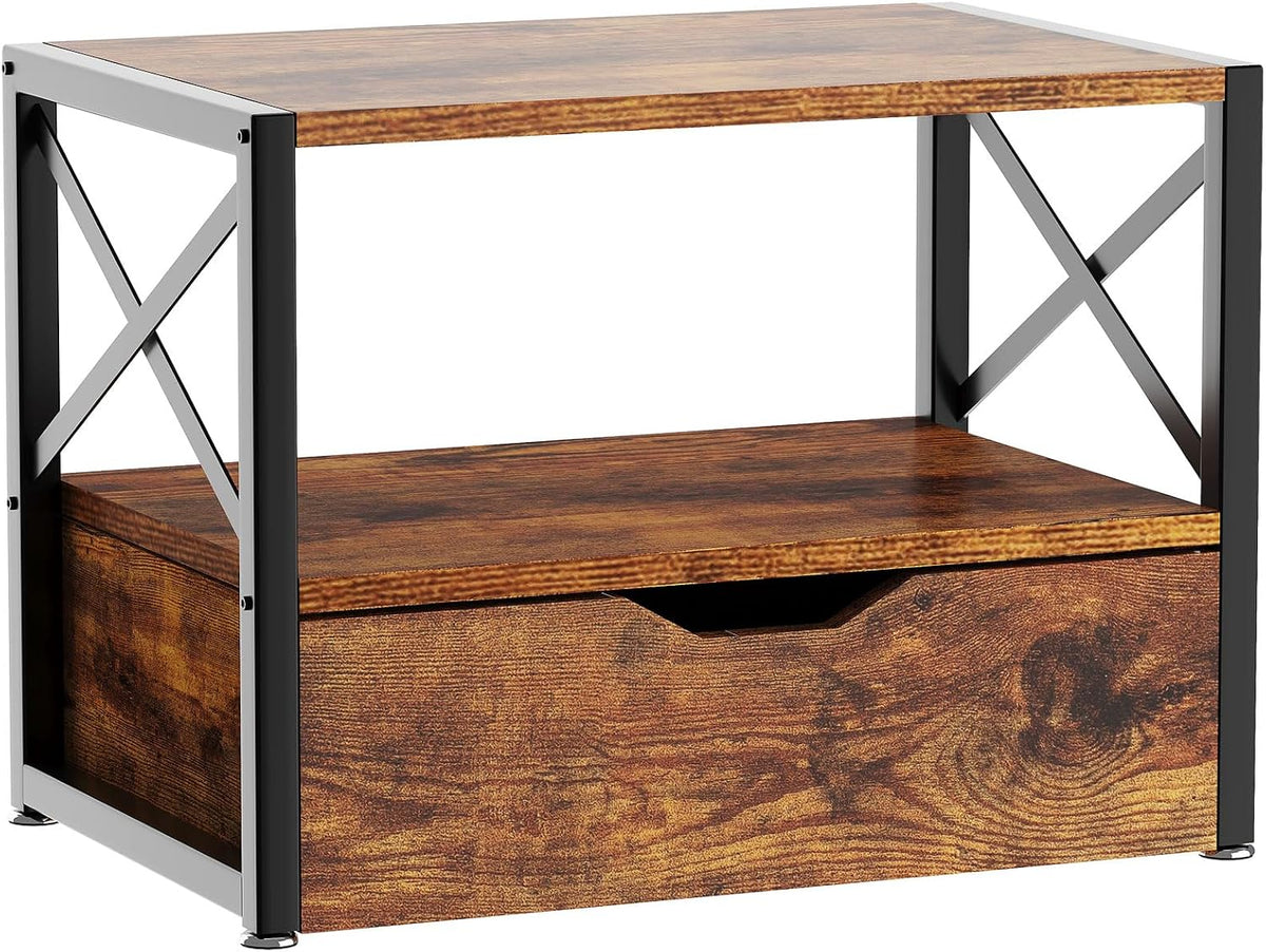 IBUYKE 2 Tier Desktop Printer Stand with Drawer Storage TLJ006H