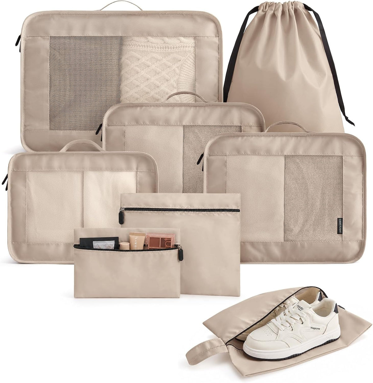 LIGHT FLIGHT 8 Set Packing Cubes for Travel, Cruise Ship Travel Essentials