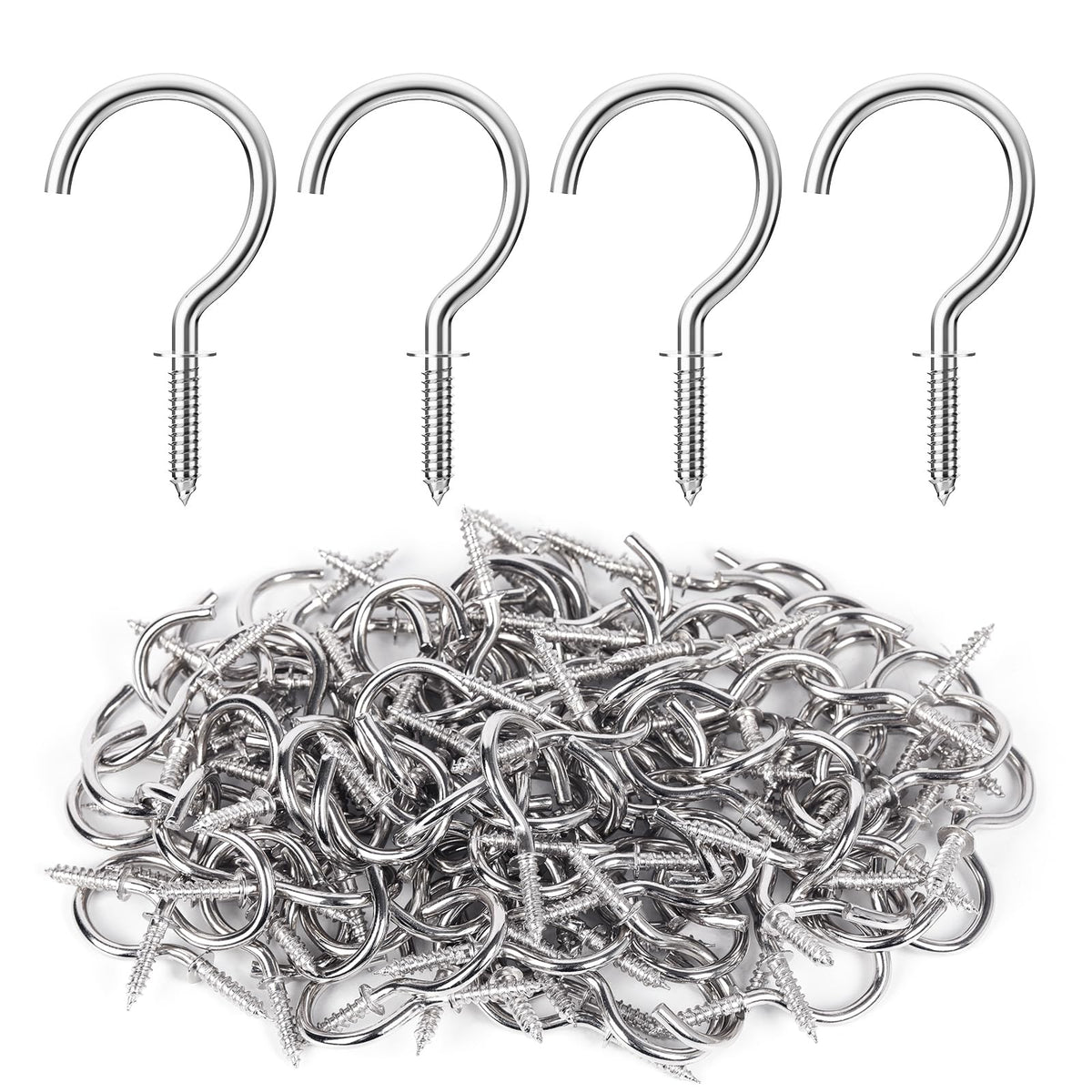 RELBRO Screw Hooks, 1 Inch Metal Screw in Cup Hooks, Black, 100 Pcs