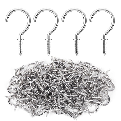 RELBRO Screw Hooks, 1 Inch Metal Screw in Cup Hooks, Black, 100 Pcs