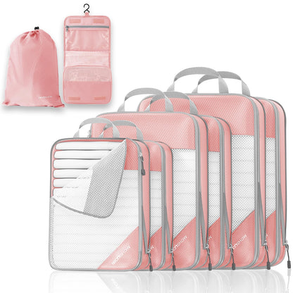NICOSHOW 6 Set Compression Packing Cubes for Travel - Compressible, Lightweight, and Space-Saving Packing Cubes, Travel Essentials for Women, Grey