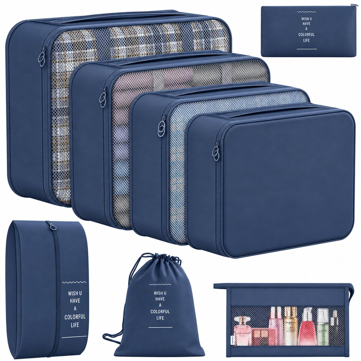 8 Set Packing Cubes for Travel, Anti-Tearing Luggage Organizer Bags