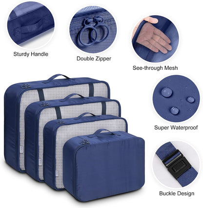 Mossio 9 Set Packing Cubes with Shoe Bag & Electronics Bag - Luggage Organizers Suitcase Travel Accessories