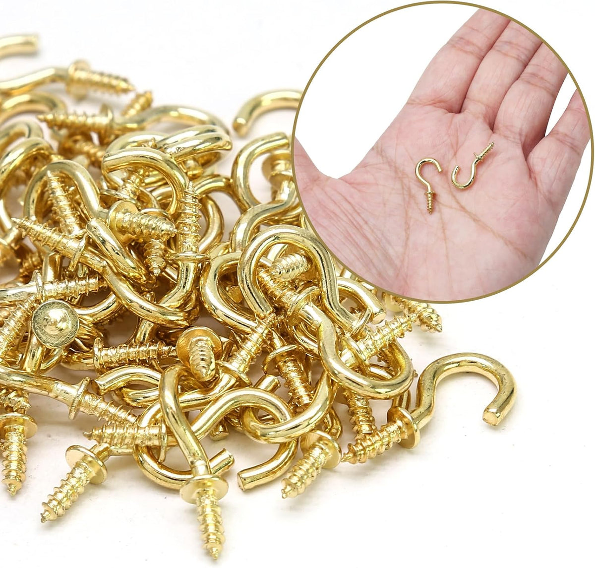 Biaungdo 1/2" Ceiling Cup Hooks, Gold, 100 Pcs