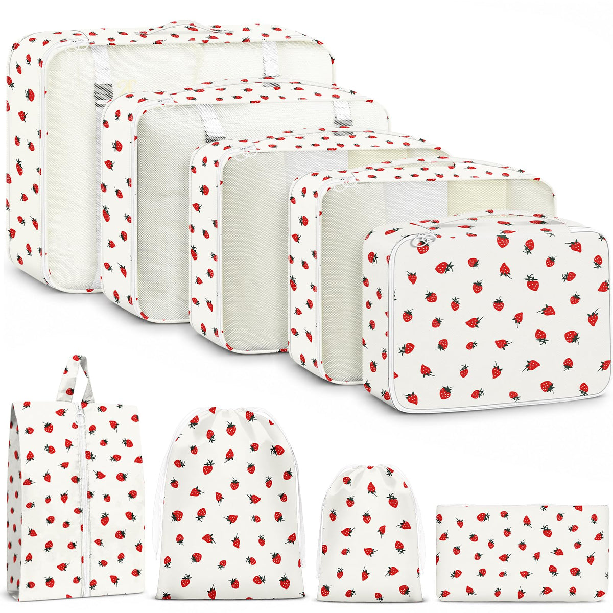 9 Set Packing Cubes for Travel Essentials - Lightweight Carry-On Luggage Organizer Bags with Shoe, Clothes & Laundry Bags for Airplane, Family & Business Travel, Pink leopard print