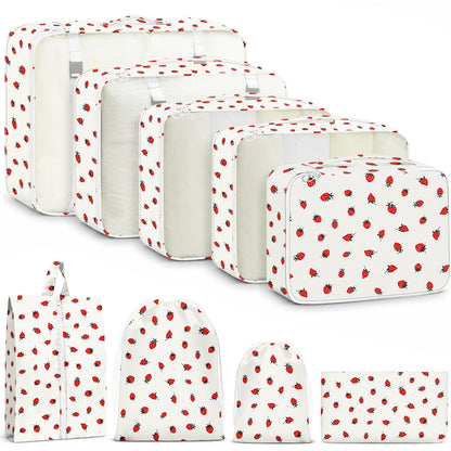 9 Set Packing Cubes for Travel Essentials - Lightweight Carry-On Luggage Organizer Bags with Shoe, Clothes & Laundry Bags for Airplane, Family & Business Travel, Pink leopard print