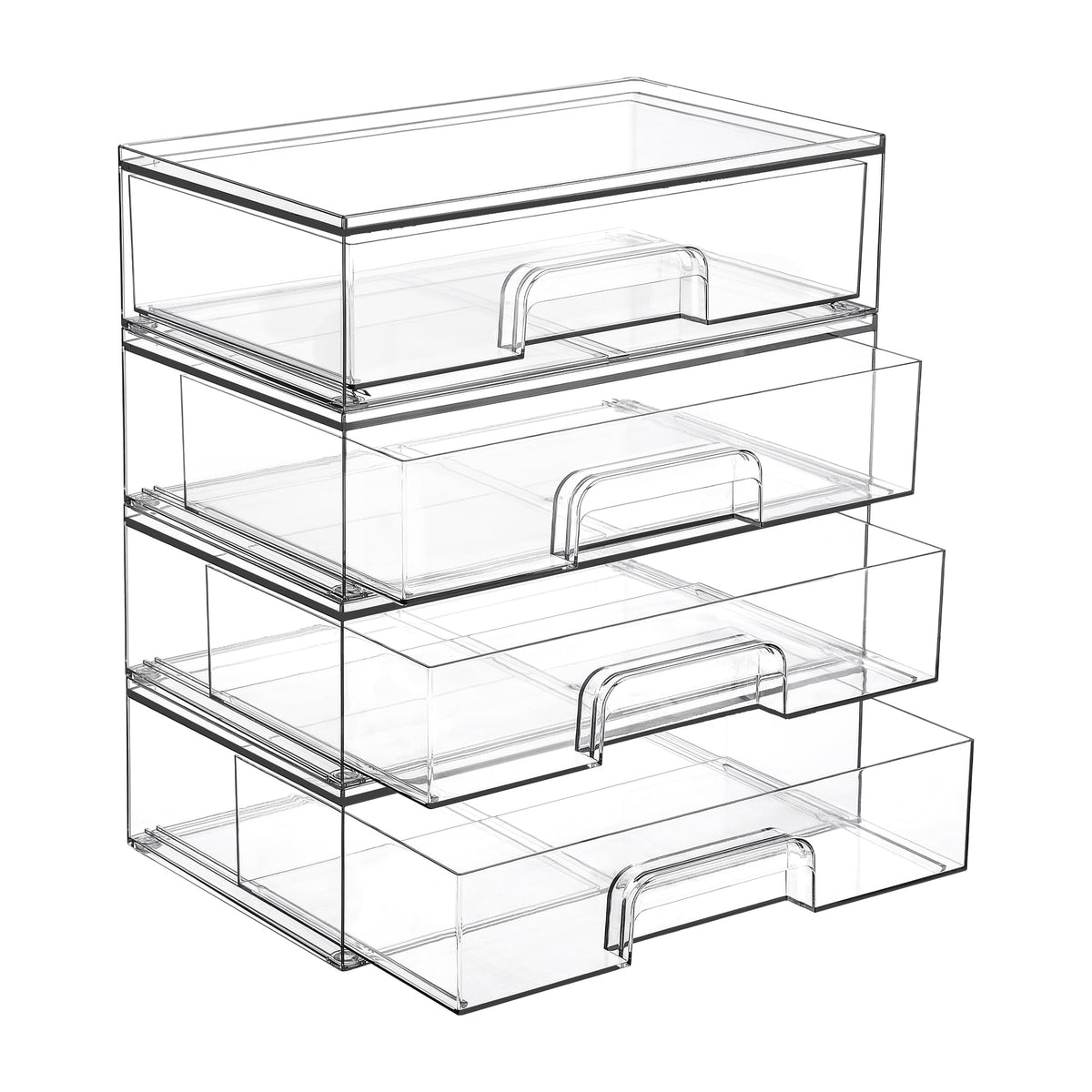 Vtopmart 2 Pack Small Clear Stackable Storage Drawers for Desk, Countertop