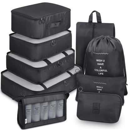 Mossio 9 Set Packing Cubes with Shoe Bag & Electronics Bag - Luggage Organizers Suitcase Travel Accessories