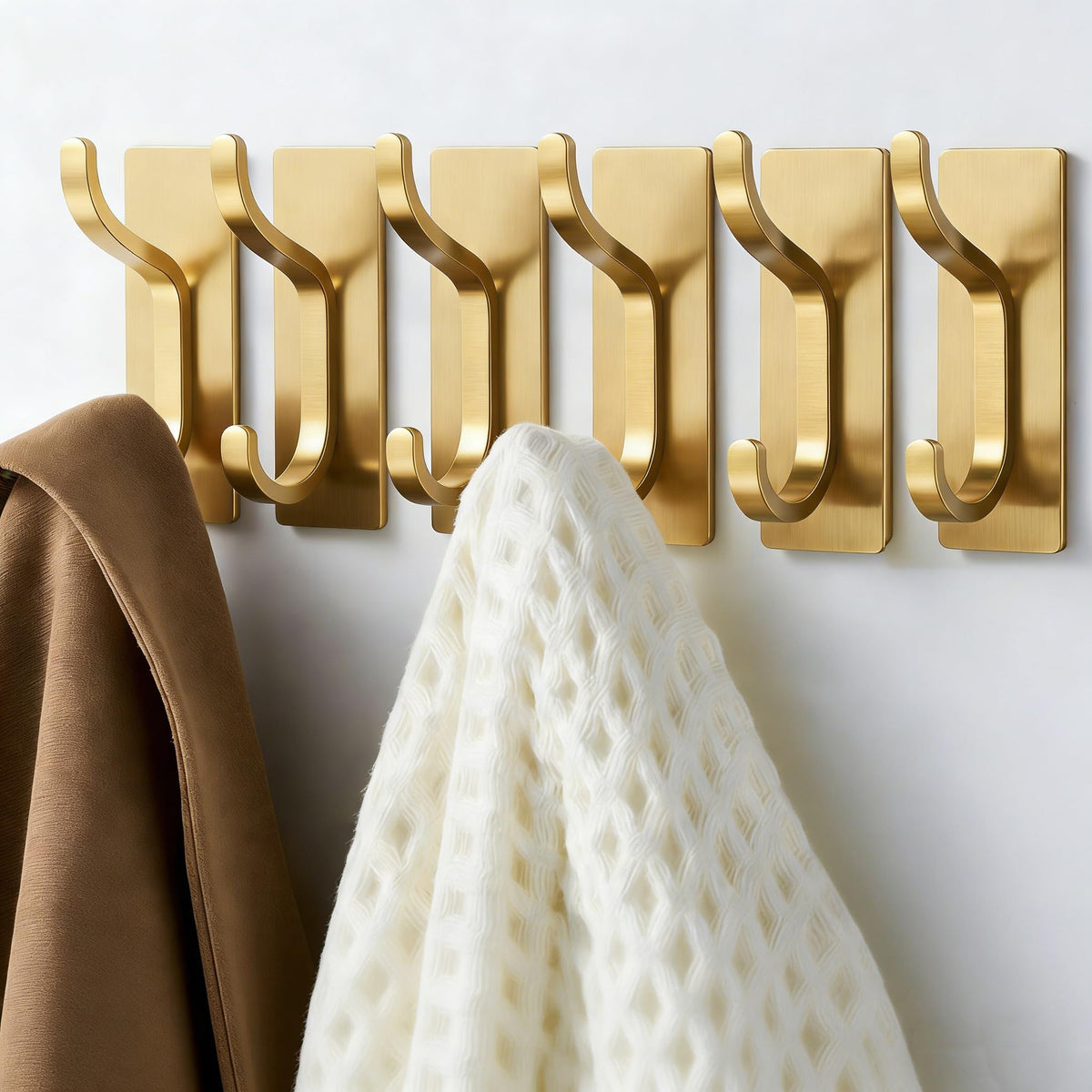 Adhesive Wall Hooks for Towel/Coat,13Lb Strong Stick-On Hooks, Black 4 Pack
