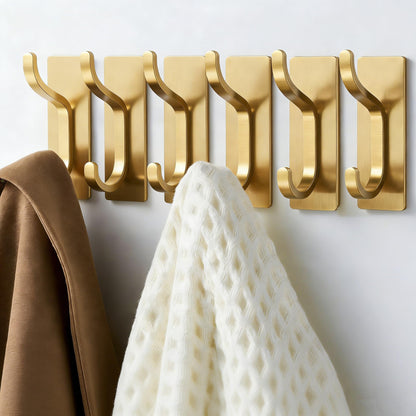 Adhesive Wall Hooks for Towel/Coat,13Lb Strong Stick-On Hooks, Black 4 Pack