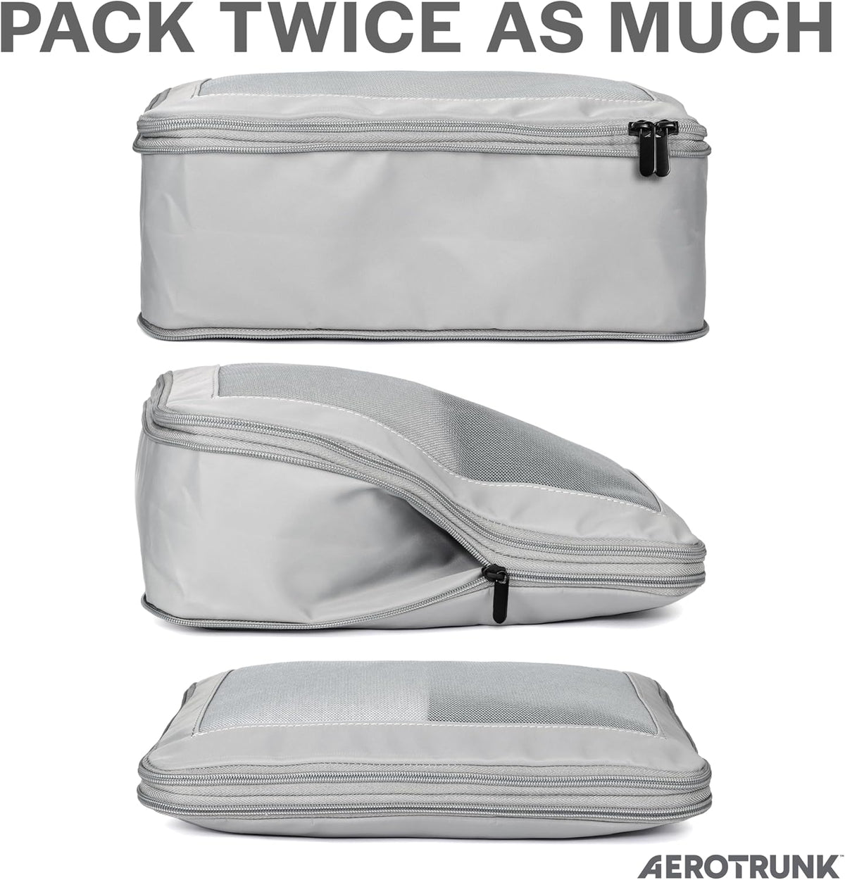 Aerotrunk Compression Packing Cubes for Travel, 6-Pack, Light Grey