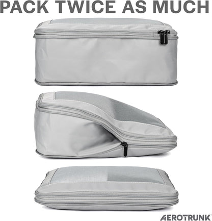 Aerotrunk Compression Packing Cubes for Travel, 6-Pack, Light Grey