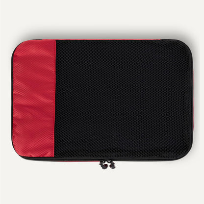Amazon Essentials 4-Piece Packing Cubes Travel Accessories Set, Luggage Organizer with Double Zipper, Mesh Top, Space-Saving, Medium, Red (Previously Amazon Basics)
