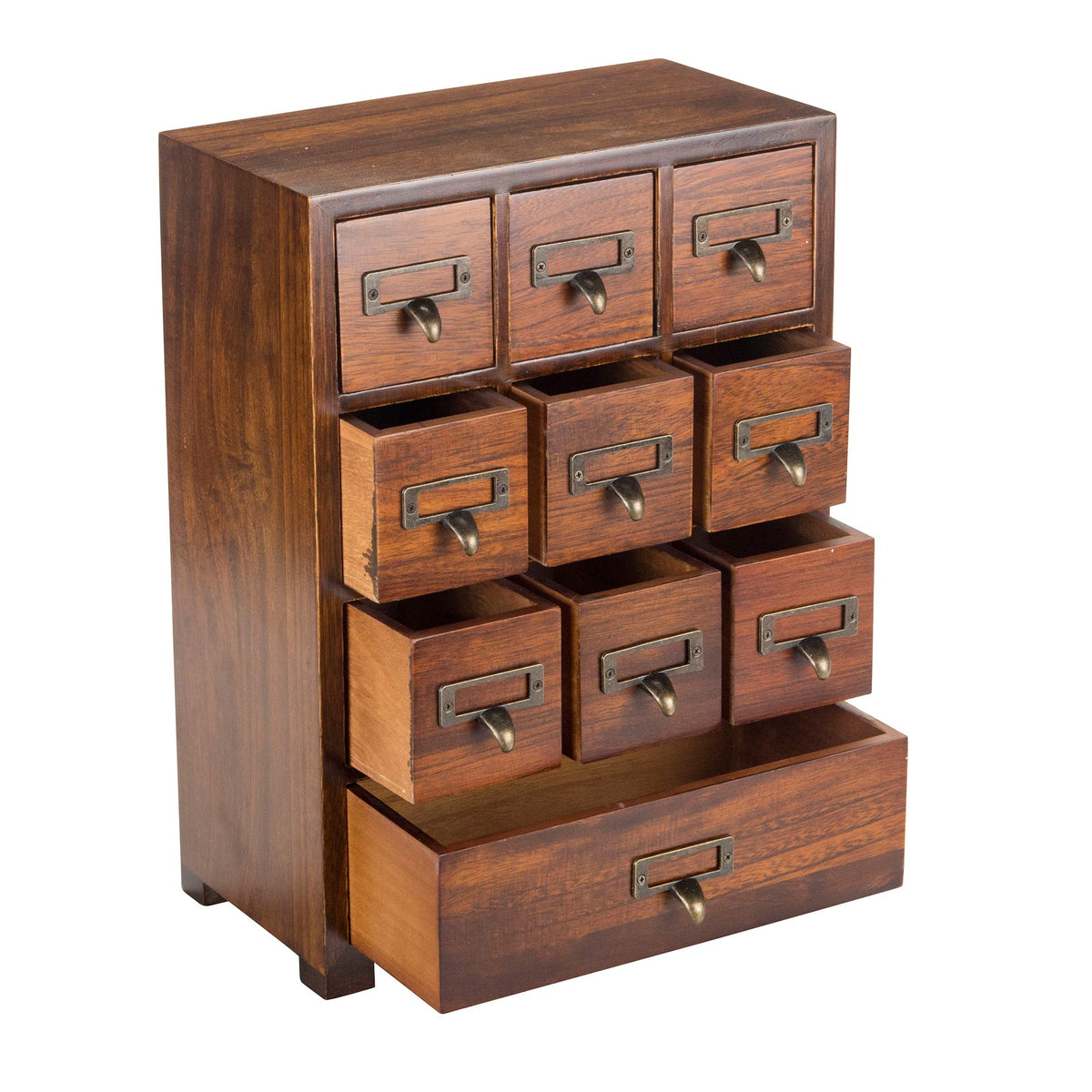 Library Card Catalog Solid Wood Small Curio Cabinet l Retro Storage Organizer Apothecary Drawer Dresser l Thread Coin Trading Card Storage Shelf | Tall - FULLY ASSEMBLED