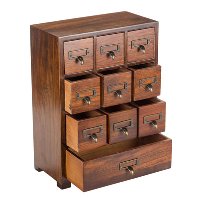 Library Card Catalog Solid Wood Small Curio Cabinet l Retro Storage Organizer Apothecary Drawer Dresser l Thread Coin Trading Card Storage Shelf | Tall - FULLY ASSEMBLED