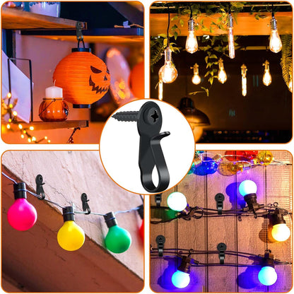 HiGift 36 Pack Light Hanger Hooks, Black Stainless Steel Screw in Hook for Hanging Outdoor Lights, Rope Light Clips for Christmas and Holiday Decor, Wire and Fairy Led Lights