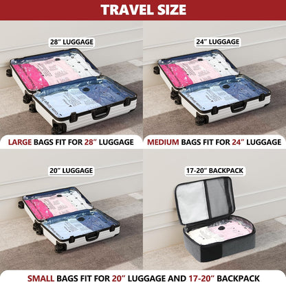 Vacuum Seal Bags for Clothing Travel with Electric Pump, 12 Combo