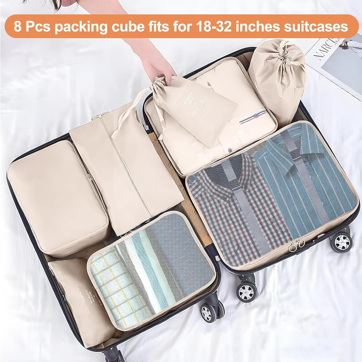 Packing Cubes for Travel 8 Set Luggage Organizer Bags