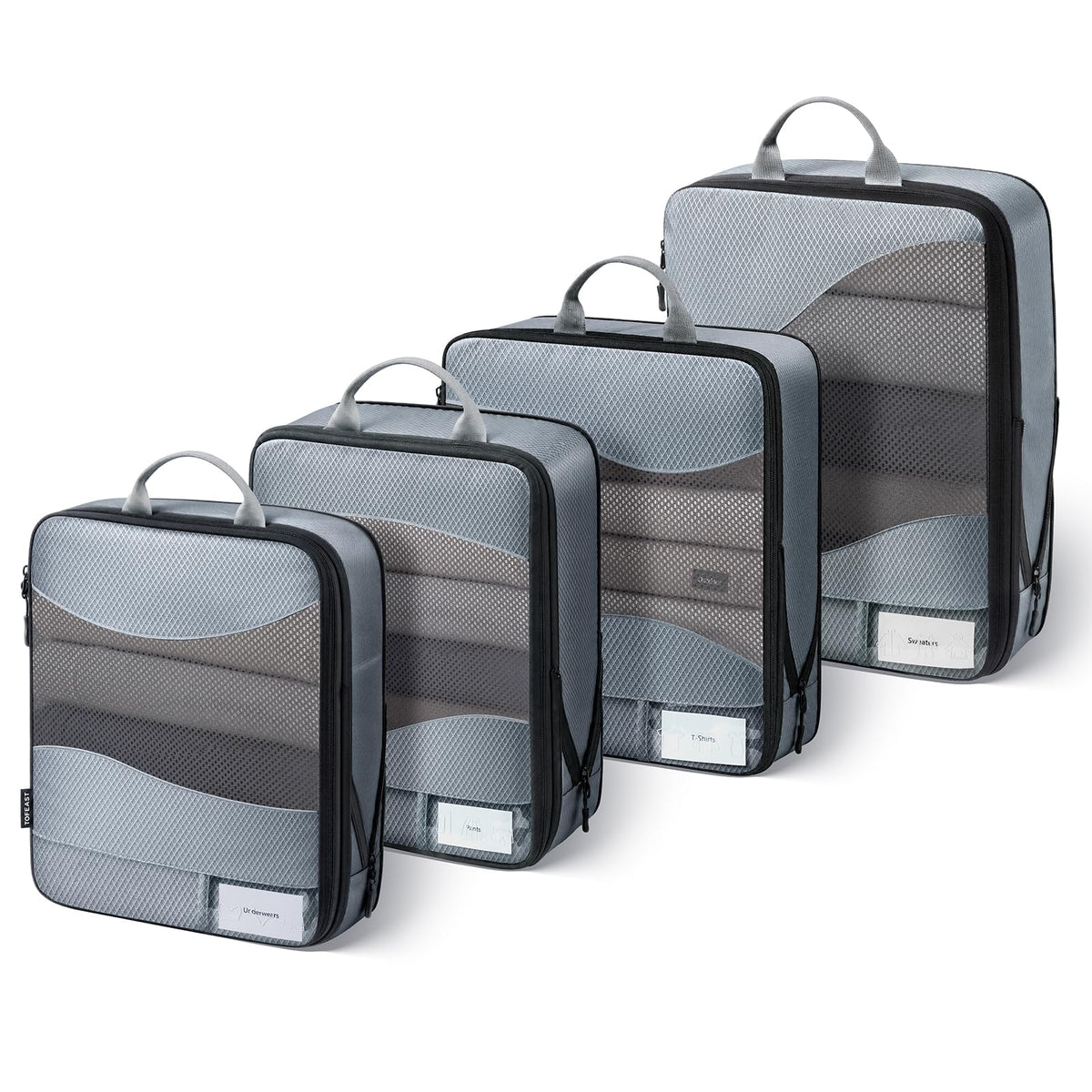 TOPEAST Compression Packing Cubes 4 Set Suitcase Organizer Bags for Travel