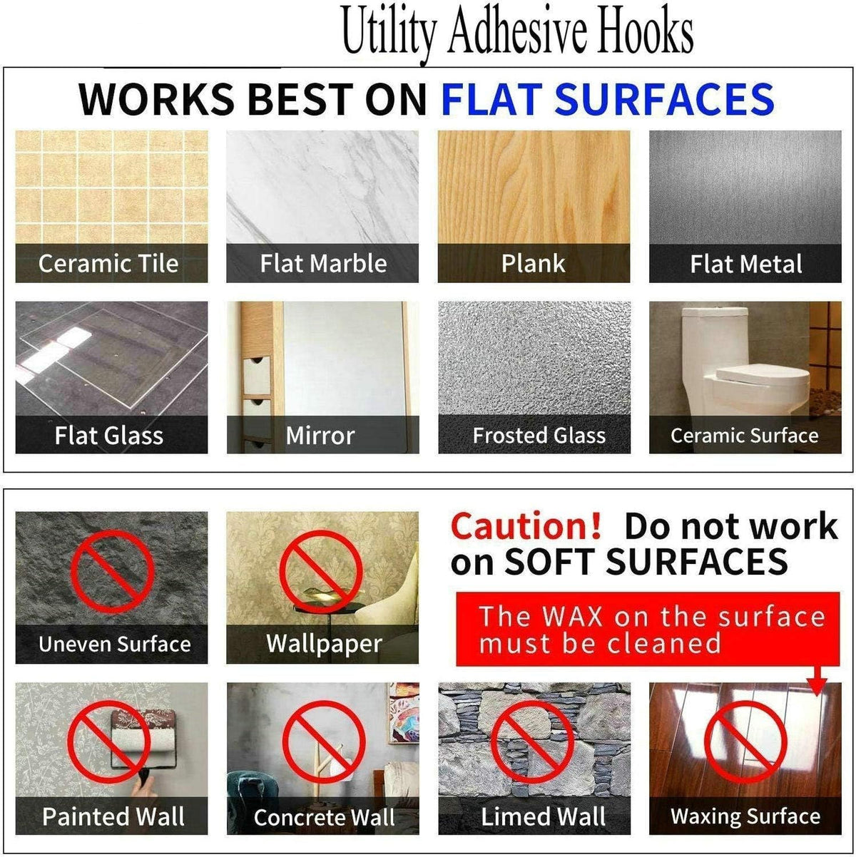 Jwxstore 24 Pack Adhesive Wall Hooks Clear 33LB Heavy Duty Sticky Hooks