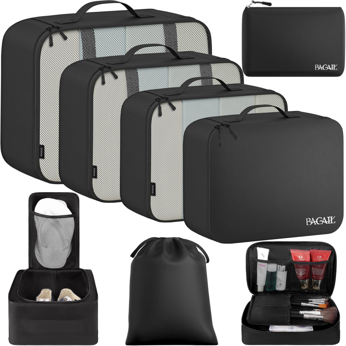 BAGAIL 8 Set Packing Cubes Luggage Packing Organizers for Travel Accessories-Blush Pink