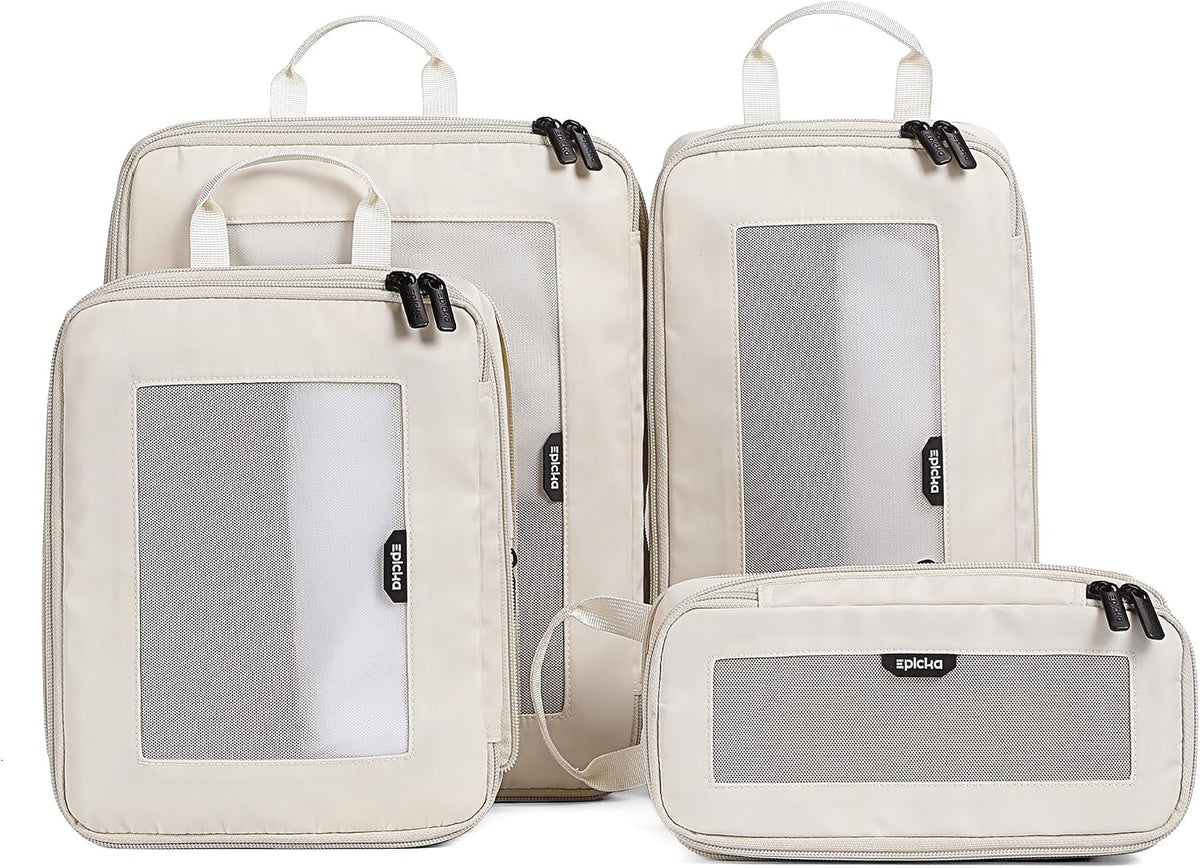 EPICKA TripCozy Compression Packing Cubes, 4 Set, Beige