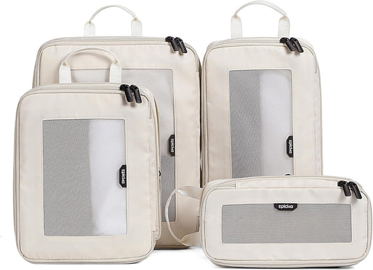 EPICKA TripCozy Compression Packing Cubes, 4 Set, Beige