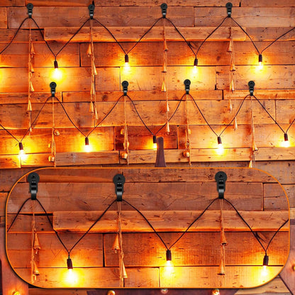 HiGift 36 Pack Light Hanger Hooks, Black Stainless Steel Screw in Hook for Hanging Outdoor Lights, Rope Light Clips for Christmas and Holiday Decor, Wire and Fairy Led Lights