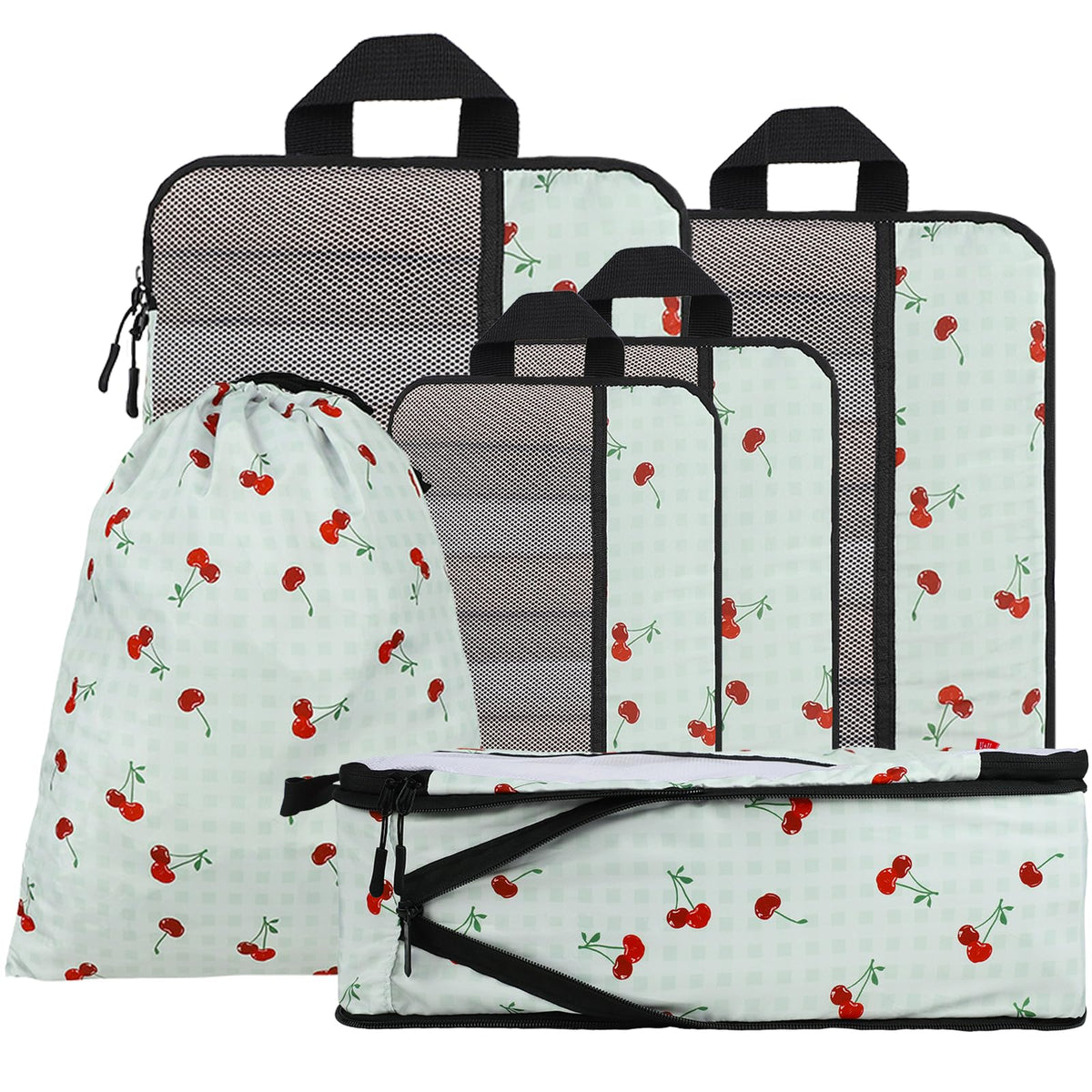 U+U 10 Set Compression Packing Cubes, Travel Organizers (Polka Dot)