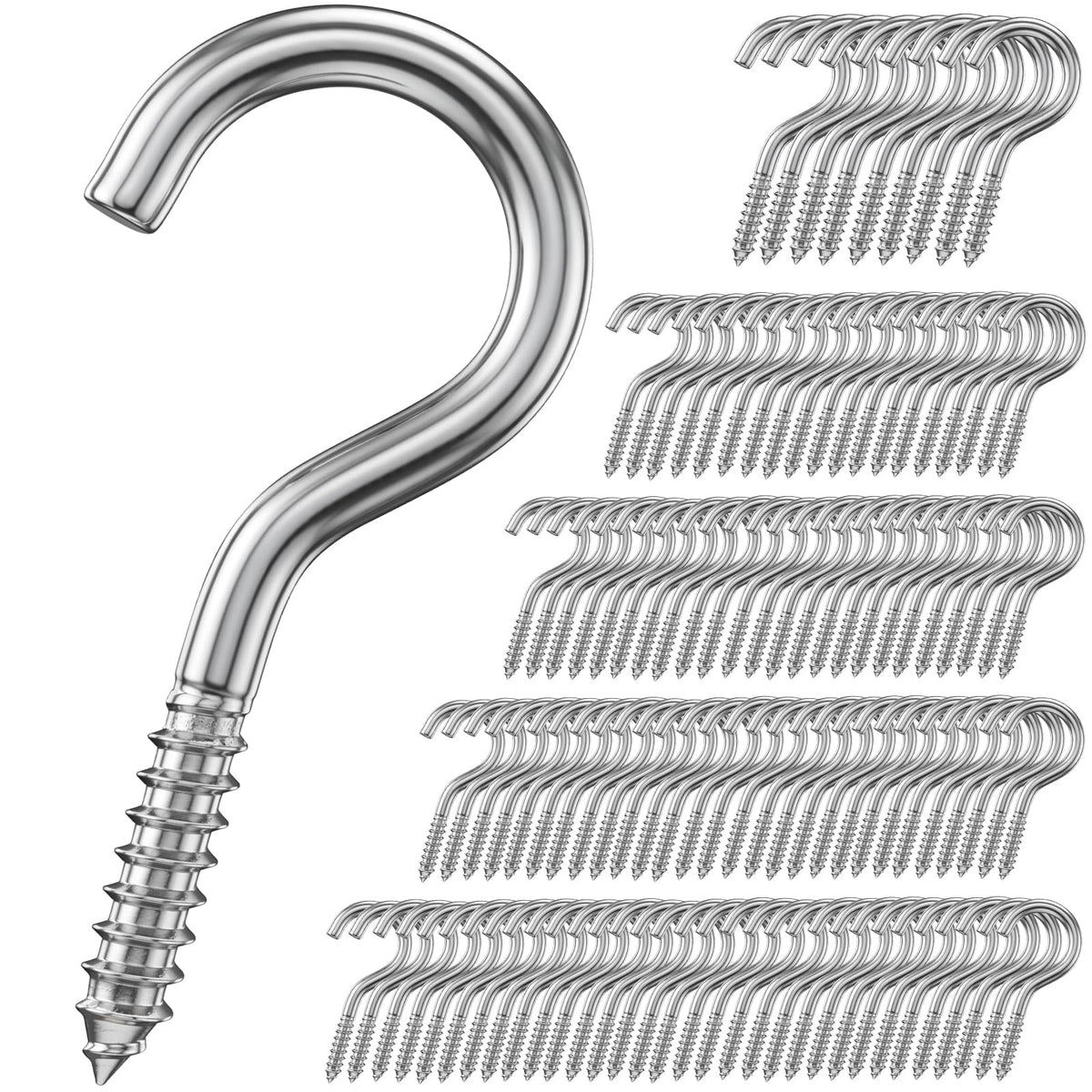 50 Pack 1 Inch Eye Bolts M2 Screw in Hooks,304 Stainless Steel Screw-in Hooks，Metal Ceiling Hooks，for Hanging Plants, Yoga, Lighting fixtures, Indoor and Outdoor use (50, M2-1inch)