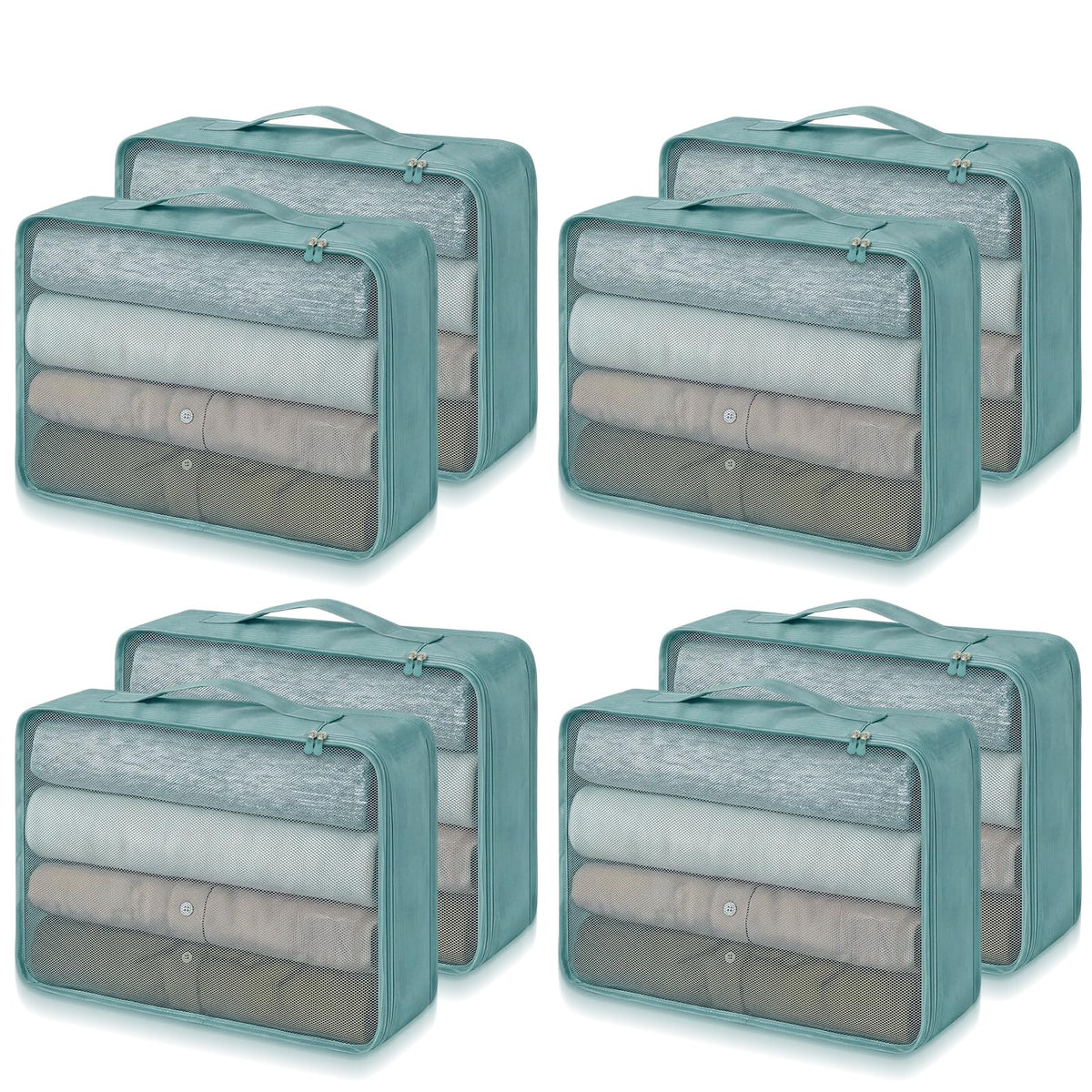 Silkfly 8 Pcs XL Packing Cube for Travel Luggage,Simple,Beige