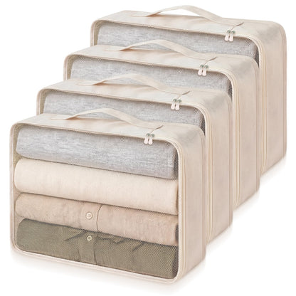 Silkfly 8 Pcs XL Packing Cube for Travel Luggage,Simple,Beige