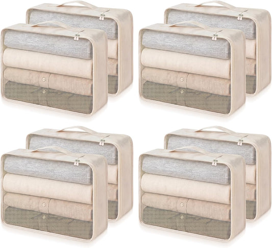 Silkfly 8 Pcs XL Packing Cube for Travel Luggage,Simple,Beige