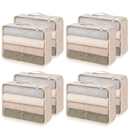 Silkfly 8 Pcs XL Packing Cube for Travel Luggage,Simple,Beige
