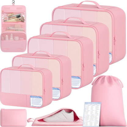 BAGAIL 9 Set Packing Cubes with Packing List Luggage Packing Organizers for Travel Accessories (Black)
