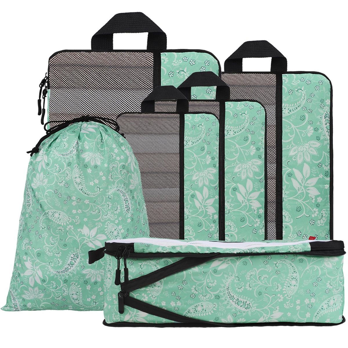 U+U 10 Set Compression Packing Cubes, Travel Organizers (Polka Dot)