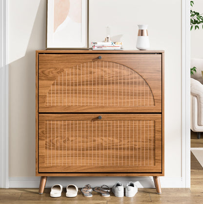 Fsbecl Shoe Storage Cabinet for Entryway with 2 Flip Drawers, Navy Blue