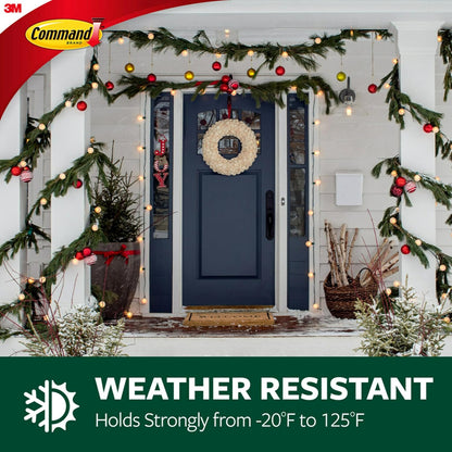 Command Outdoor Terrace Hooks, 2 Hooks and 4 Strips, Damage-Free Hanging Wall Hook for Hanging Back to School Decorations with Weather Resistant Strips, Holds up to 3 lb