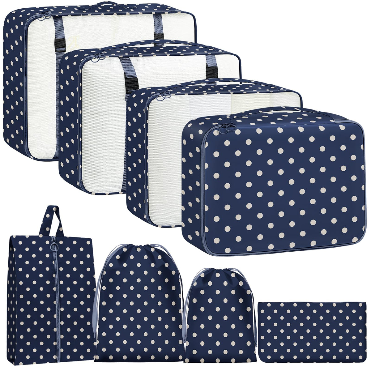 Packing Cubes for Travel - 8 Set Luggage Organizer Bags for Family, Mesh Breathable Packing Cubes for Suitcases Durable Travel Essentials Bags Set