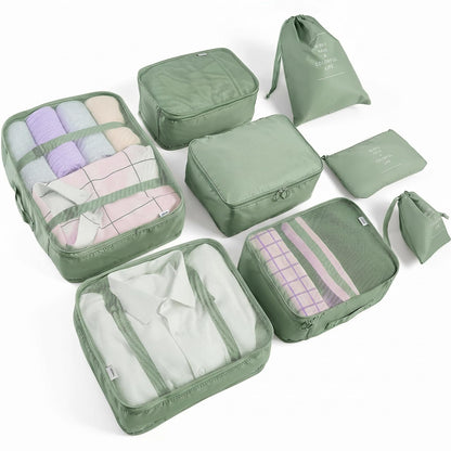 LANSKLBD 6/8 Set Packing Cubes for Suitcases Travel Luggage Packing Organizers,Travel Accessories Essentials Luggage Organizer with Shoe/Tioletry/Laundry Bag (Beige, 8 set)
