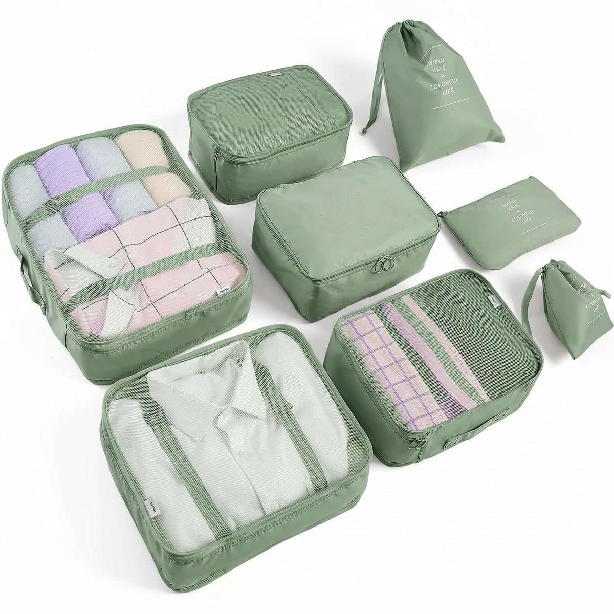 LANSKLBD 6/8 Set Packing Cubes for Suitcases Travel Luggage Packing Organizers,Travel Accessories Essentials Luggage Organizer with Shoe/Tioletry/Laundry Bag (Pink, 6 set)