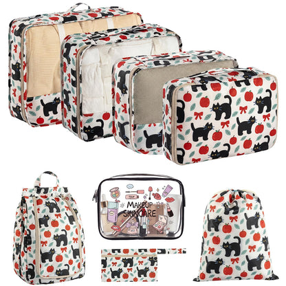 8 Set Packing Cubes for Travel with Clear Toiletry Bag, Durable Luggage Packing Organizers, Carry-On Accessories, TSA Approved See-Through Cubes, Space-Saving Storage Bags, Gifts for Women